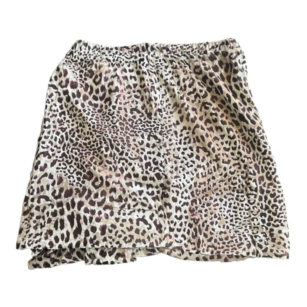 Naked Wardrobe Leopard Mini Skirt Wrap Ruffle Asymmetrical Animal Print Size M